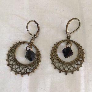 Handcrafted brass and crystal drop earrings